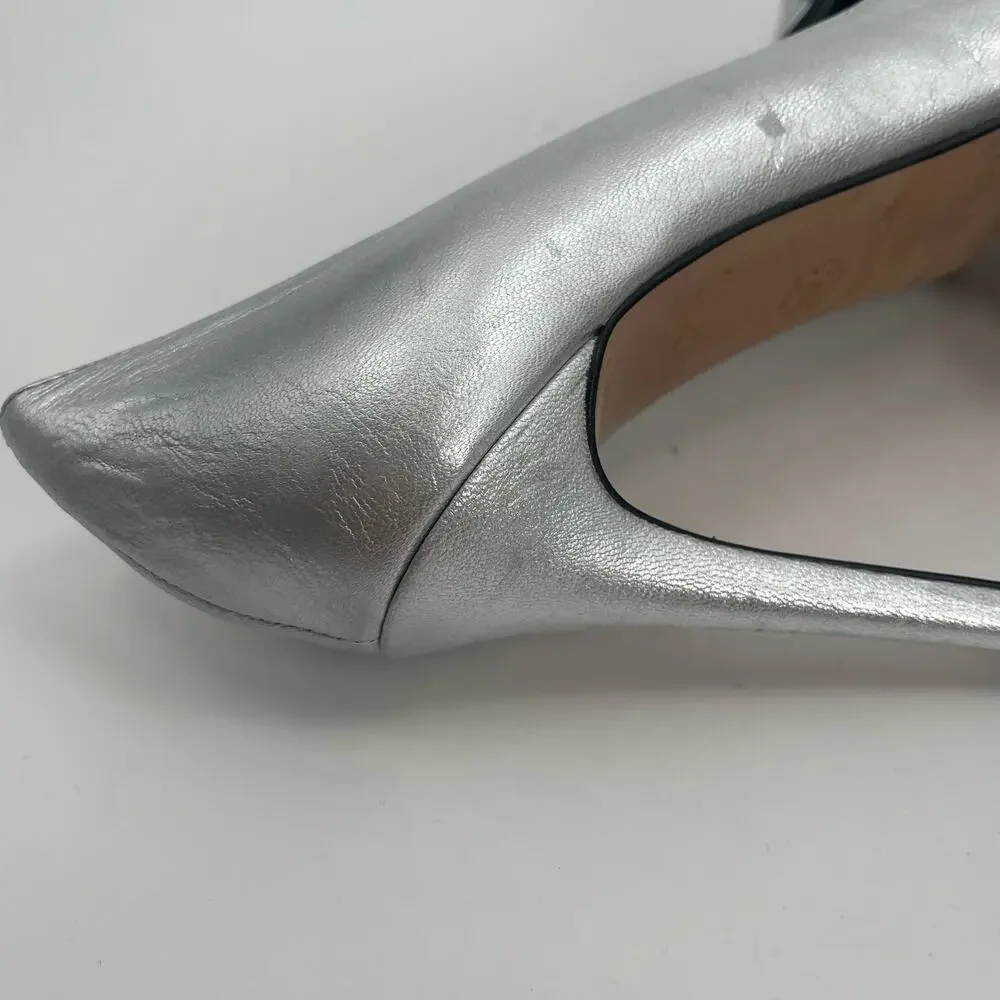 TED BAKER Ryal Heels Size 39 (US Size 9) Pump Silver Bow Metallic Feminine Bride